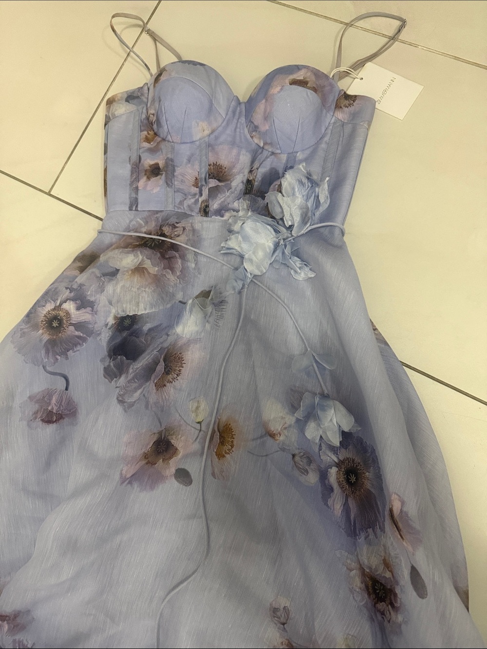 Zimmermann Lilac Floral Bustier Midi Dress - Picture 10 of 12